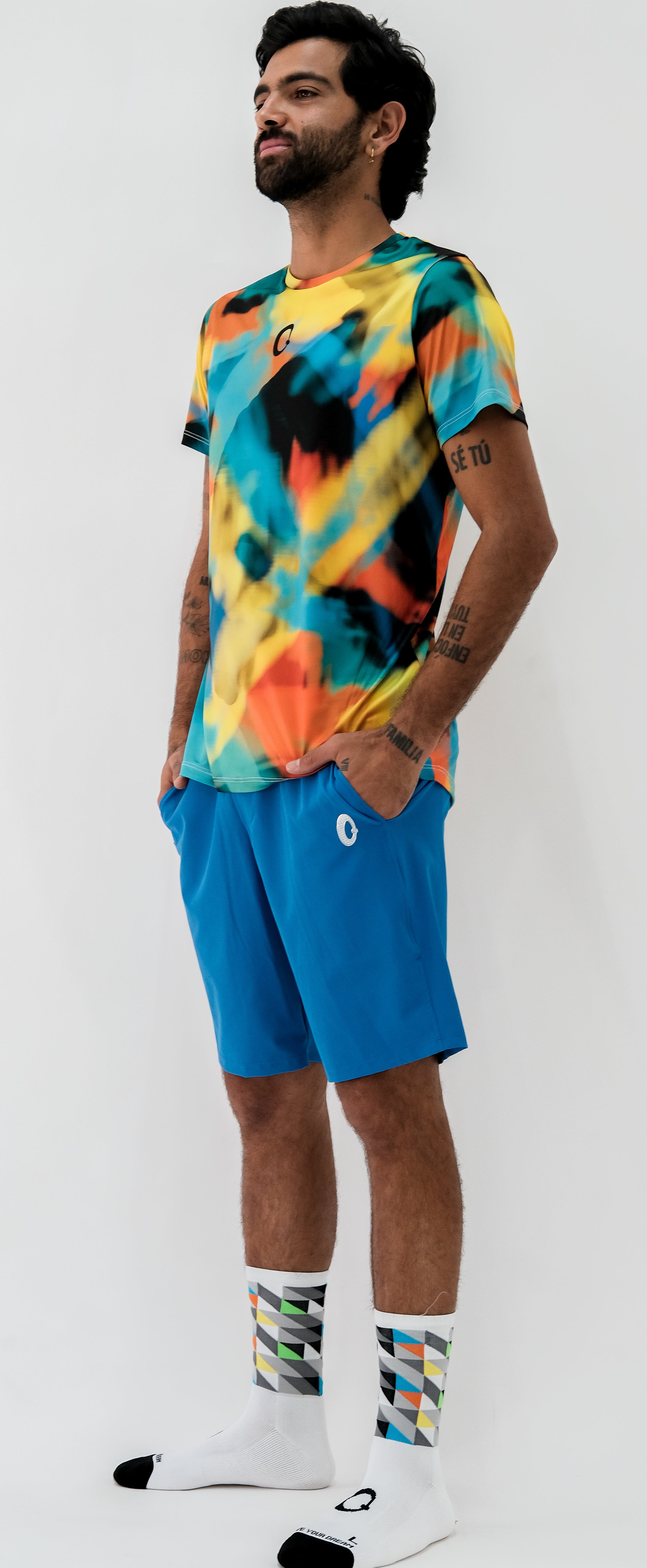 men's light blue recycled bermuda shorts