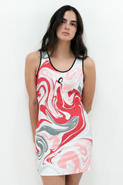 Woman Sleeveless Dress Recycled Pink Projections
