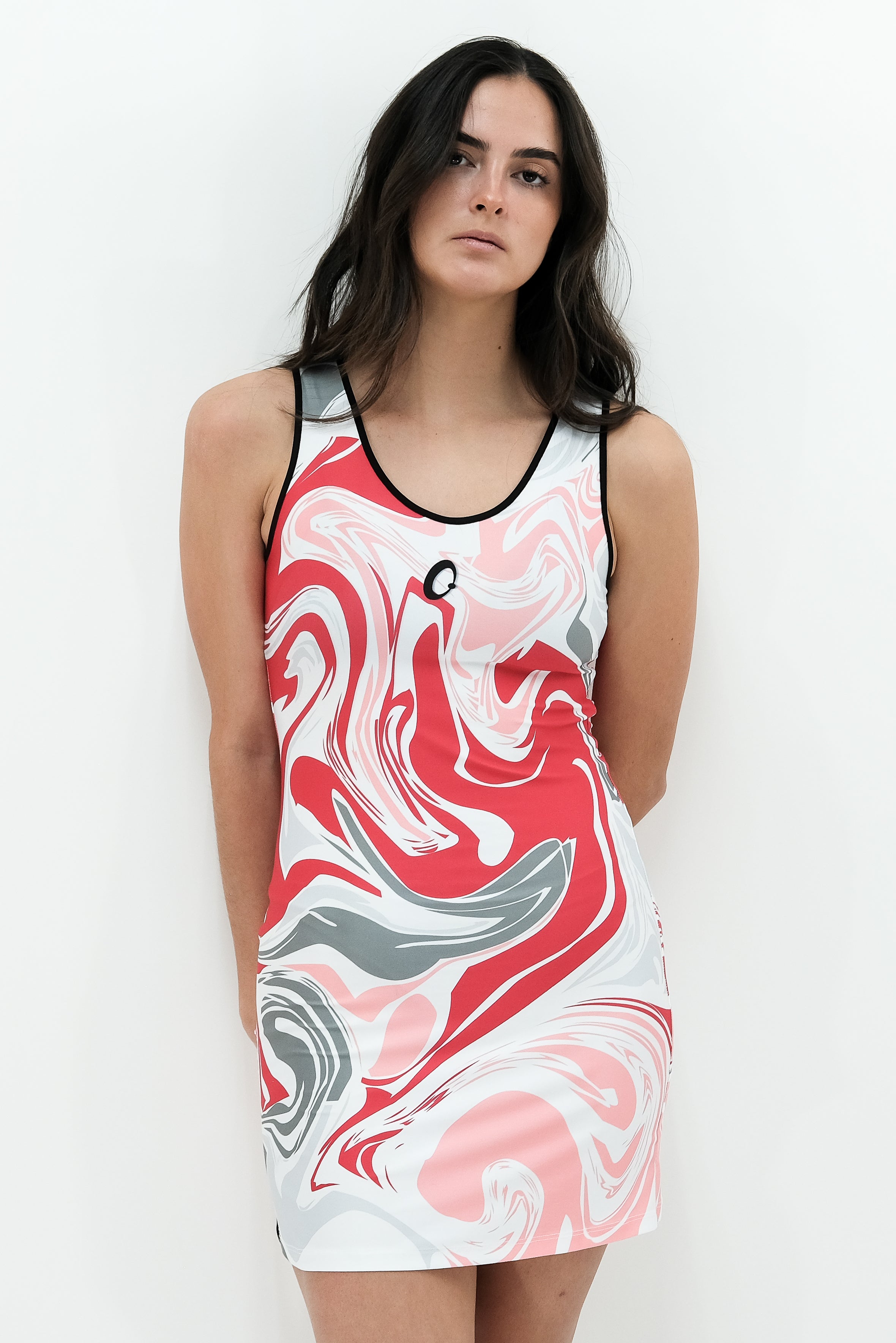 Woman Sleeveless Dress Recycled Pink Projections