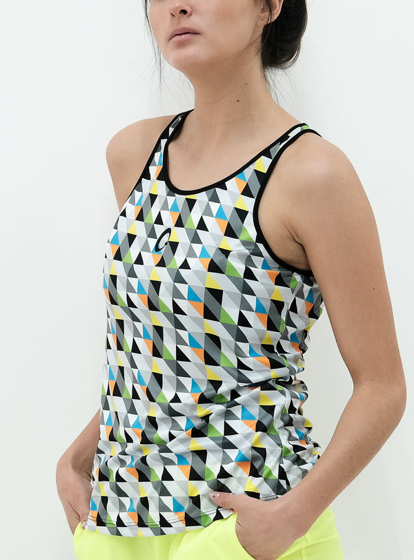 Women's Sleeveless Recycled Triangles T-shirt