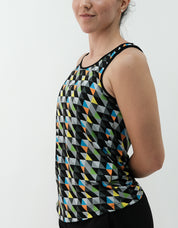 Women's Sleeveless Recycled Triangles T-shirt