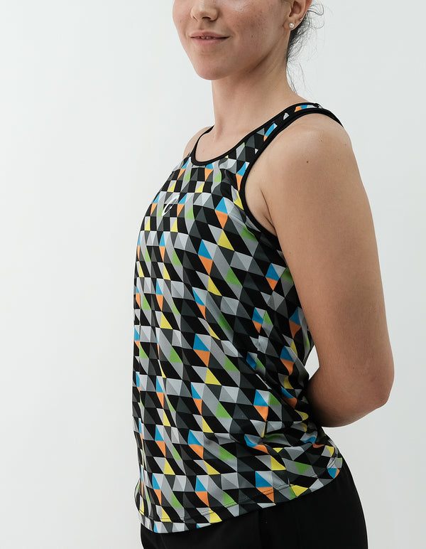 Women's Sleeveless Recycled Triangles T-shirt