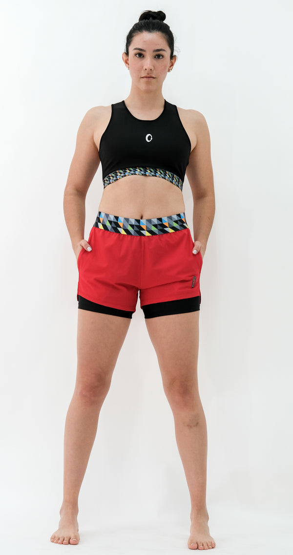 WOMEN'S SHORTS WITH RECYCLED RED LYCRA