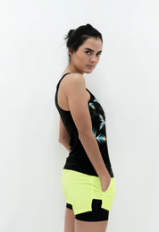 WOMEN'S SHORTS WITH RECYCLED PHOSPHO YELLOW LYCRA