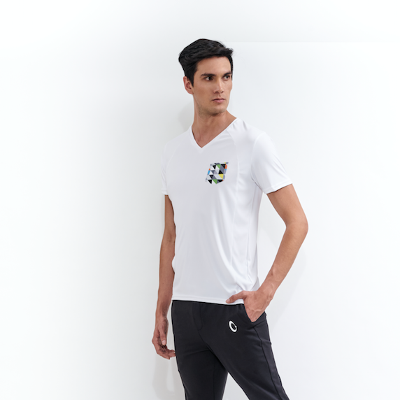 Men's Fit V-Neck T-shirt - White With Bag - Recycled