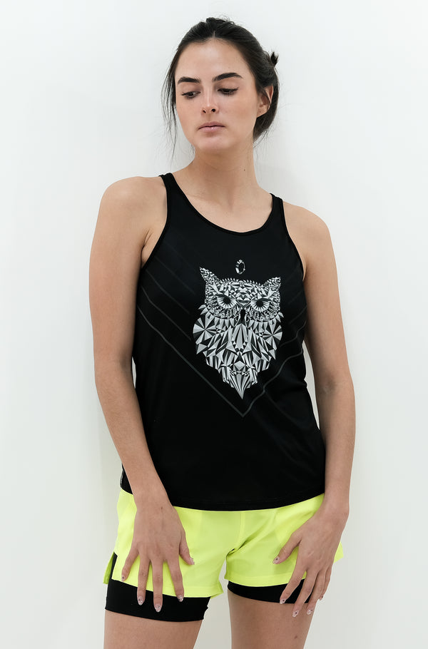 Women's Sleeveless Owl Recycled T-shirt