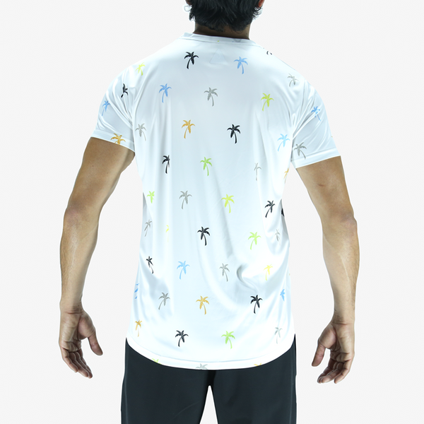Men's T-shirt Classic Cut - Palm Trees Colors White Recycled