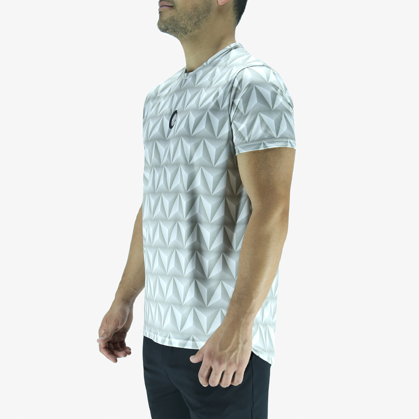 Men's Classic Cut T-shirt - 3D Triangles Gray Recycled