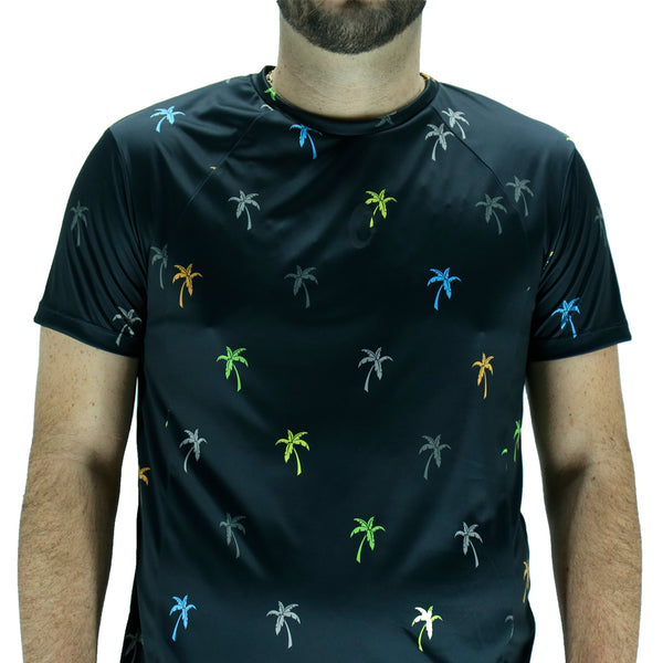 Classic Men's T-shirt Palm Trees Colors Black