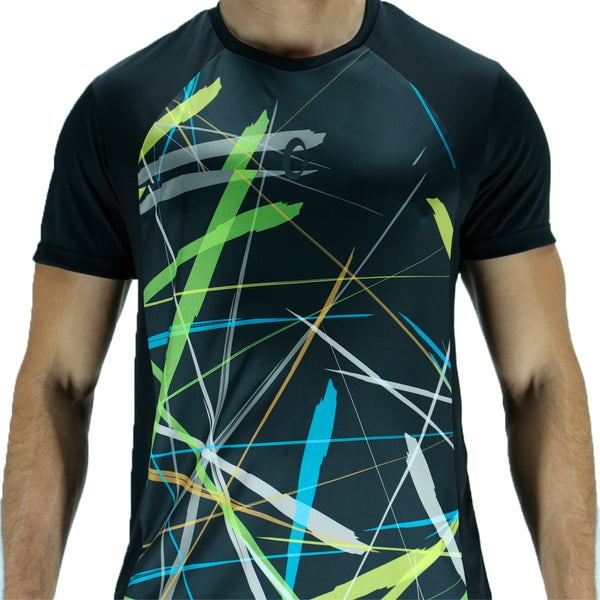 Men's Fit T-shirt - Rays of Light Colors Black Recycled